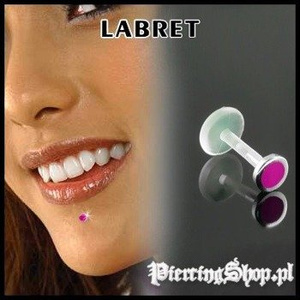 KOLCZYK DO BRODY LABRET(bioplast) KÓŁKO różne kolory RÓŻOWY [LA-155]