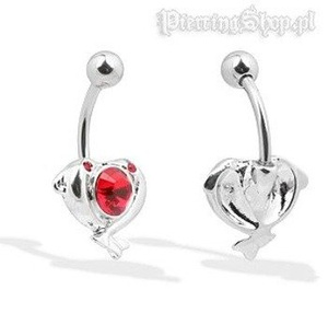 kolczyk do pępka DOLPHINS oczko czerwone [BST177]