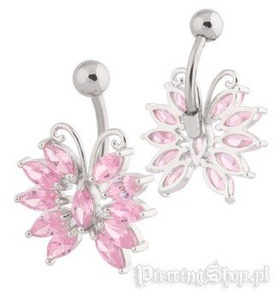 kolczyk do pępka FASHION 6 oczko różowe [BST742]