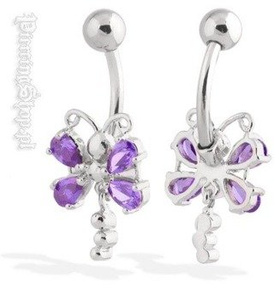 kolczyk do pępka FASHION 22 oczko ametyst [BST804]