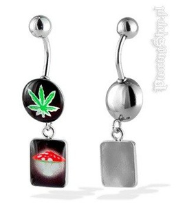 kolczyk do pępka TRAWKA Z MUCHOMORKIEM [CRP20]