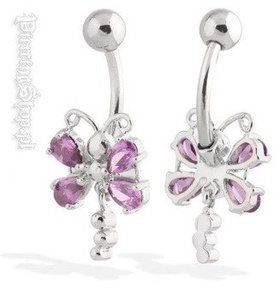 kolczyk do pępka FASHION 22 oczko różowe [BST804]