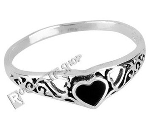 pierścionek BLACK HEART, srebro 925 pierścionek BLACK HEART, srebro 925