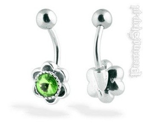 kolczyk do pępka FASHION 39 oczko zielone [BST54]