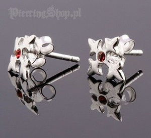 kolczyki do uszu KRZYŻ RED [STF-330]