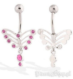 kolczyk do pępka FASHION 21 oczko różowe [BST675]