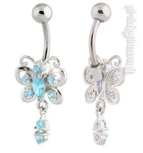 kolczyk do pępka FASHION 25 oczko aqua [BST740]