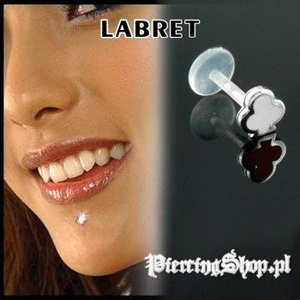 KOLCZYK DO BRODY LABRET(bioplast) TREFL kolor oczka BIAŁY [LA-163]