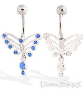 kolczyk do pępka FASHION 21 oczko niebieskie [BST675]