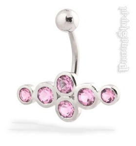 kolczyk do pępka FASHION 4 oczko różowe [BST563]