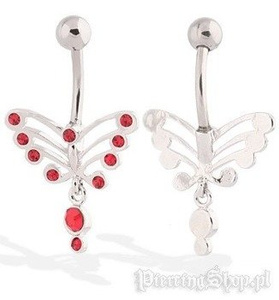 kolczyk do pępka FASHION 21 oczko czerwone [BST675]