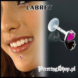 KOLCZYK DO BRODY LABRET(bioplast) PIK kolor oczka RÓŻOWY [LA-161]