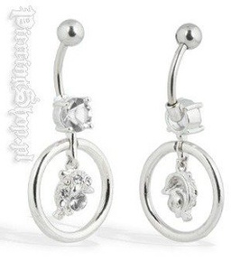 kolczyk do pępka DELFIN oczko crystal [BCZ48]