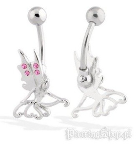 kolczyk do pępka WRÓŻKA 2 różowe oczka [BST781]