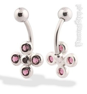 kolczyk do pępka FASHION oczko ametyst [BST567]