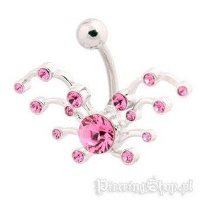 kolczyk do pępka FANTAZJA oczko różowe [BST680]