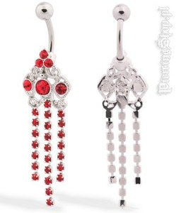 kolczyk do pępka FASHION 8 oczko czerwone [PWST21]