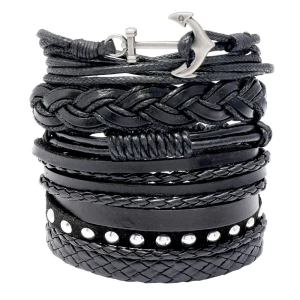 bransoletka BOHO BLACK - ANCHOR, zestaw 6 bransoletek bransoletka BOHO BLACK - ANCHOR, zestaw 6 bransoletek