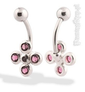 kolczyk do pępka FASHION oczko różowe [BST567]