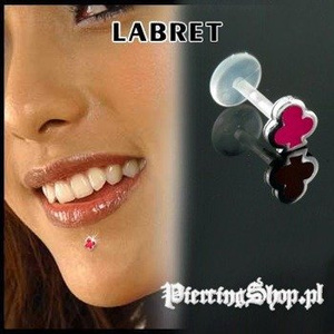 KOLCZYK DO BRODY LABRET(bioplast) TREFL kolor oczka CZERWONY [LA-163]