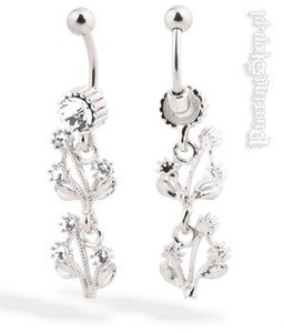kolczyk do pępka ROSES oczko crystal [PWST16]